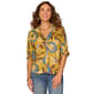 Petite Democracy Ruffle Cuff Sleeve Leaf Button Down Blouse - image 1
