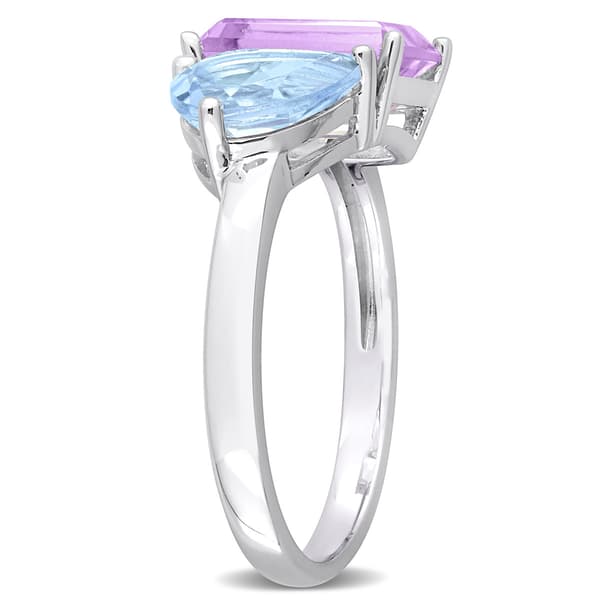 Gemstones Classics™ Sky Blue Topaz/Pink Amethyst Toi et Moi Ring