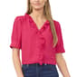 Womens Cece Short Puff Sleeve Ruffle Button Front Blouse - image 1