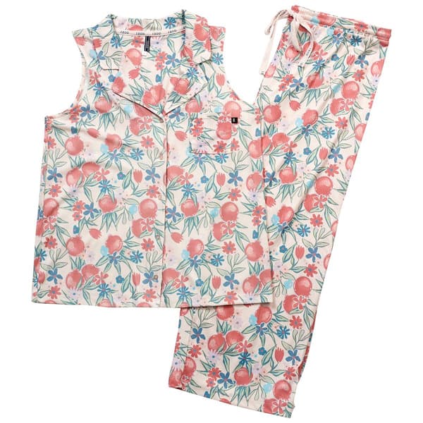 Womens IZOD Sleeveless Pomegranate Party Notch Collar Capri Paja - image 
