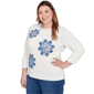 Plus Size Alfred Dunner Hilton Head Denim Floral Sweater - image 3