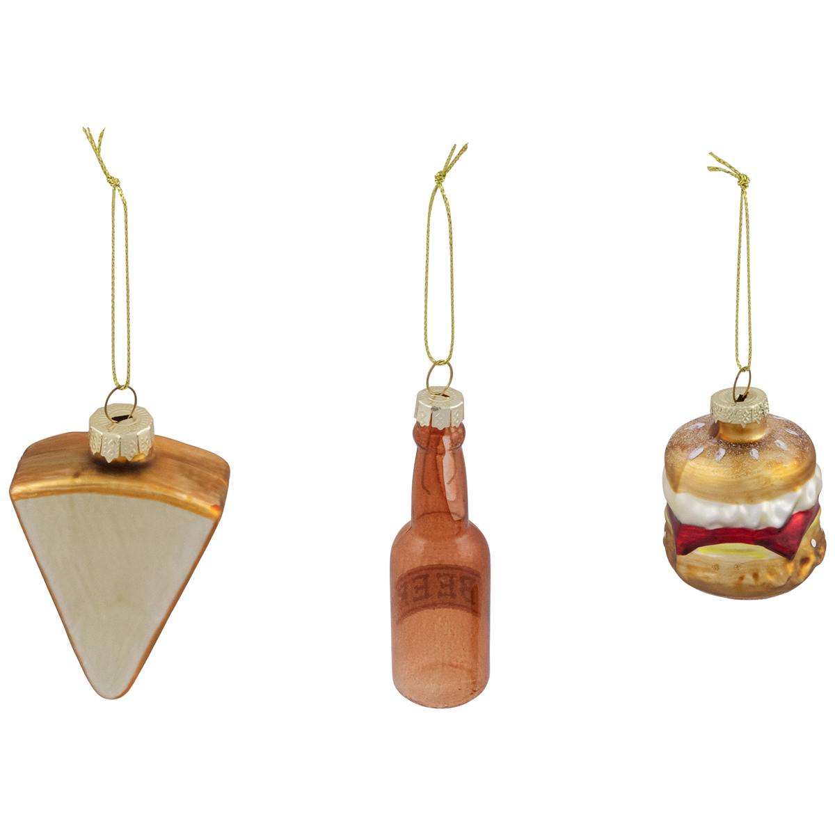 Northlight 3pc. Pizza Burger and Beer Glass Christmas Ornaments