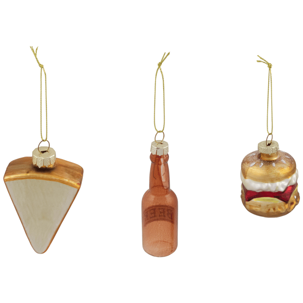 Northlight 3pc. Pizza Burger and Beer Glass Christmas Ornaments