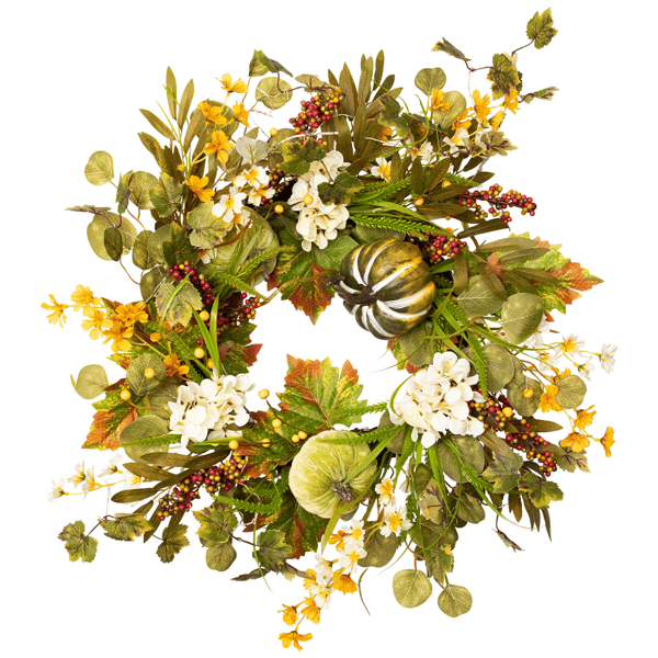 Northlight 24in. Pumpkins &amp; Berries  Fall Harvest Wreath - image 