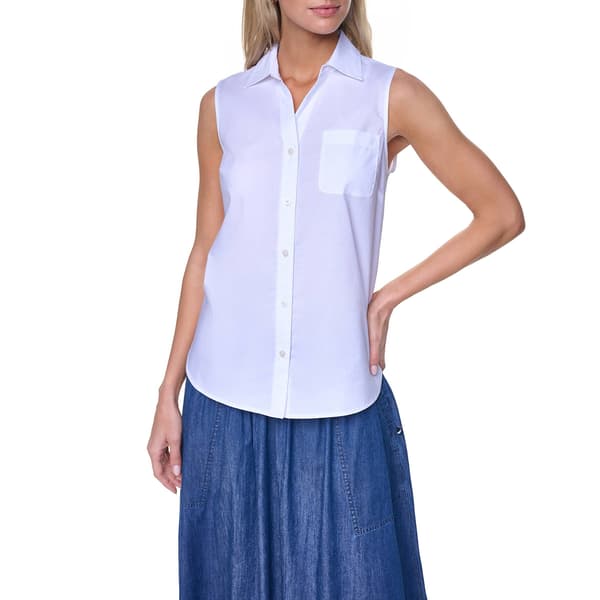 Womens Nautica Sleeveless Button Front Poplin Shirt - image 
