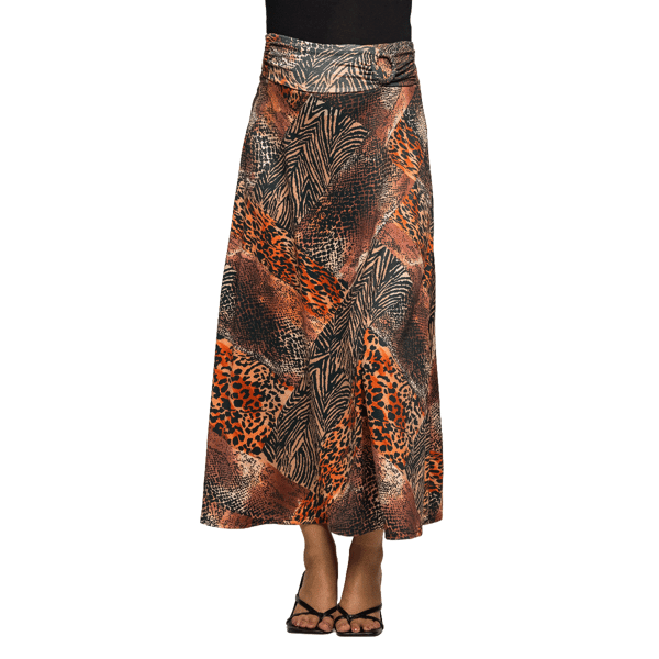 Plus Size Maternity 24/7 Comfort Apparel Patchwork Maxi Skirt