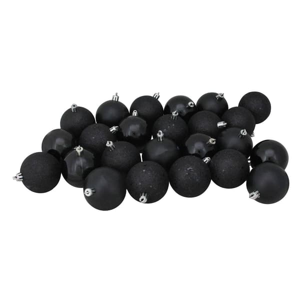 Northlight Seasonal 24ct. Jet Black Christmas Ball Ornaments