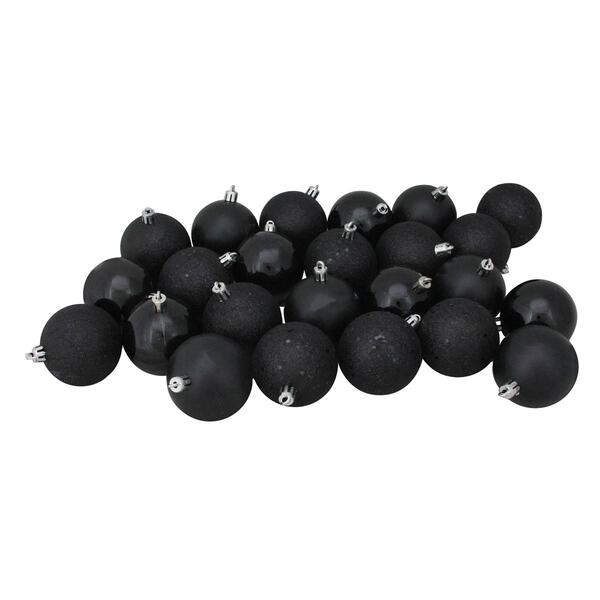 Northlight Seasonal 24ct. Jet Black Christmas Ball Ornaments - image 