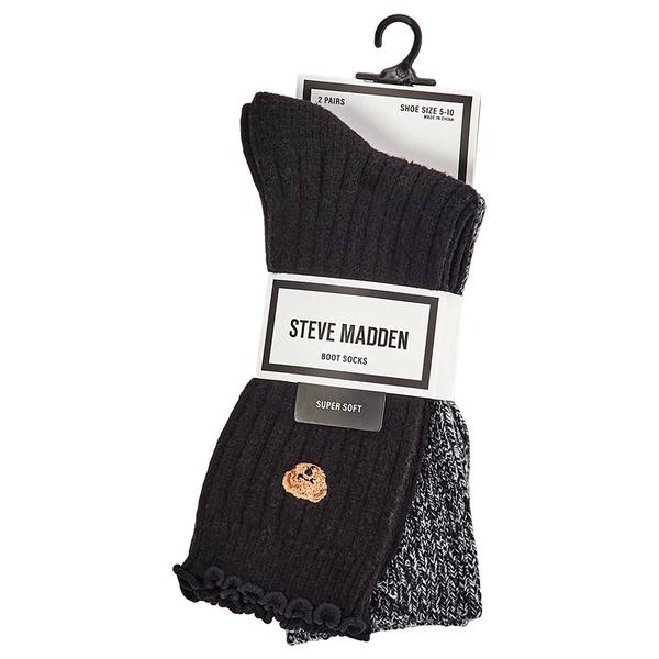 Womens Steve Madden 2pk. Teddy Embroidered Super Crew Socks - image 