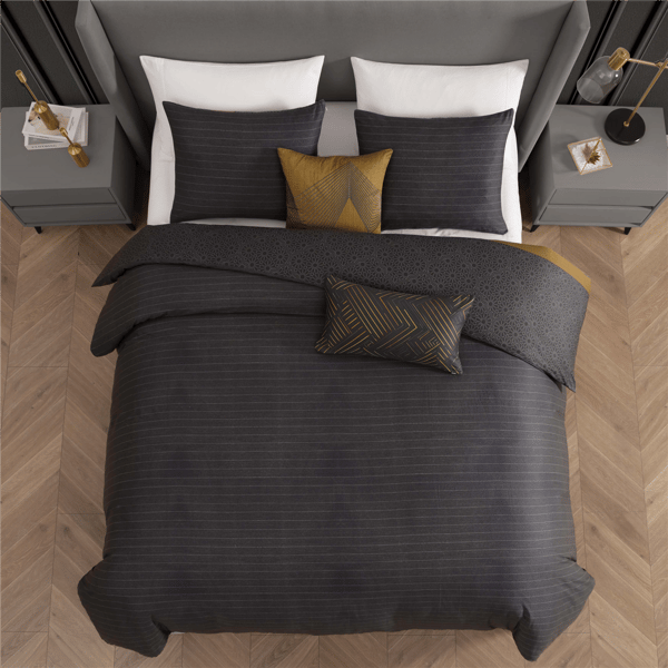 Bebejan® Golden Hex Cotton Sateen 5pc. Reversible Comforter Set