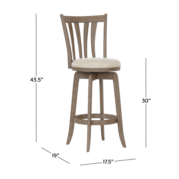 HH2 Home Savana Grey Wood Swivel Bar Height Stool