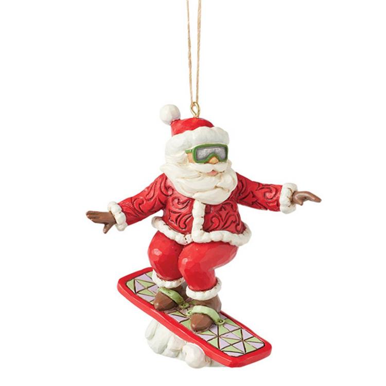 Jim Shore Snowboarding Santa Hanging Christmas Ornament