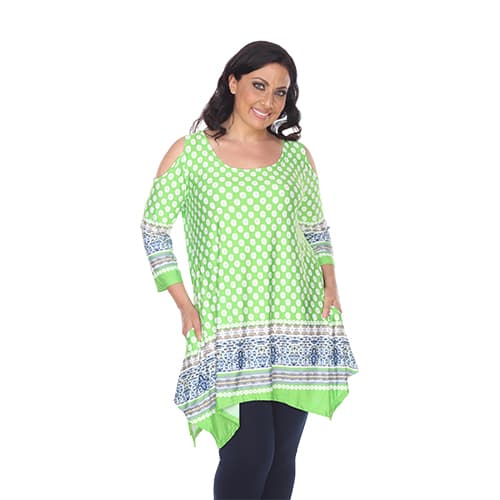 Plus Size White Mark Antonia Cold Shoulder Tunic Top - image 