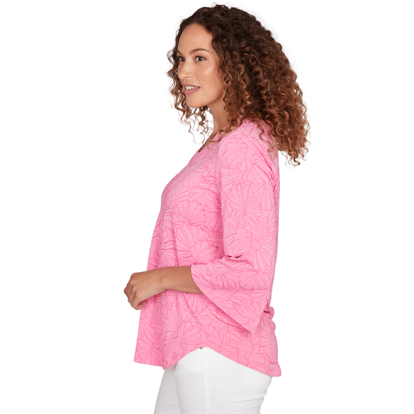 Petite Ruby Rd. California Dreaming Horseshoe Floral Blouse