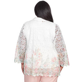 Plus Size Alfred Dunner English Garden Floral w/Lace 2Fer Blouse
