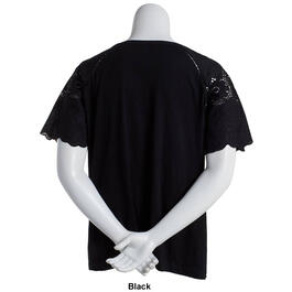 Plus Size Preswick &amp; Moore Solid Lace Sleeve Tee