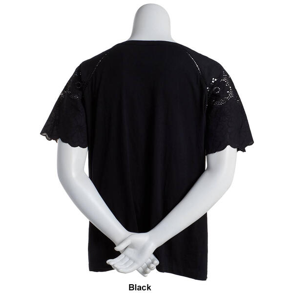 Plus Size Preswick & Moore Solid Lace Sleeve Tee