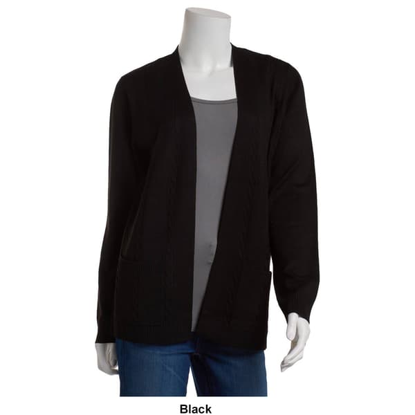 Womens 89th & Madison Long Sleeve Cable Textured Solid Cardigan
