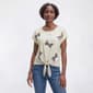 Womens Tru Self Short Dolman Sleeve Tie Front Star Bow Tee - image 1
