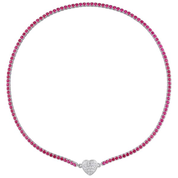 Sophia B 14 7/8ctw. Created Ruby & White Sapphire Collar Necklace