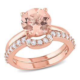 Gemstone Classics&#40;tm&#41; 10kt. Rose Gold Morganite & Sapphire Ring
