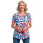 Womens OneWorld Short Sleeve Tie Dye Sublimation V-Neck Tee - image 1