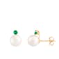 Splendid Pearls 14kt. Gold Emerald Accent Pearl Stud Earrings - image 1