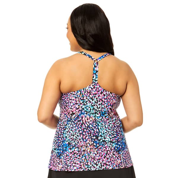 Plus Size Leilani Abstract Racer Back Tankini Swim Top