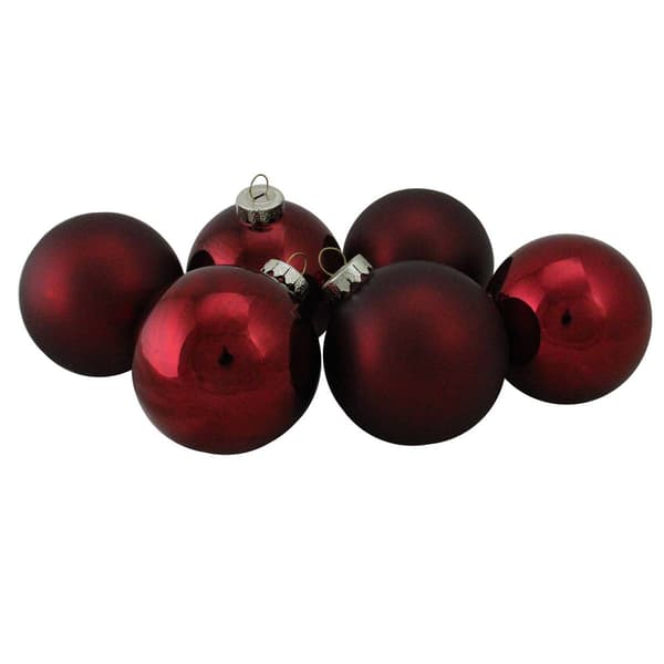Northlight Seasonal 6pc. Red 2-Finish Glass Christmas Ornaments