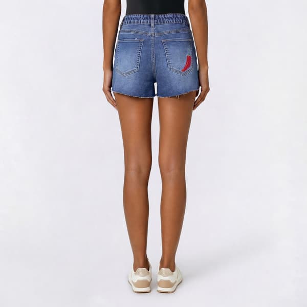 Juniors No Comment Mid Rise Shorts w/ Back Pocket Embroidery