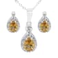 Marsala Pear Shape Genuine Citrine & Clear Cubic Zirconia Set - image 1
