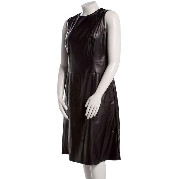Plus Size Vivid Aura Sleeveless Faux Leather Sheath Dress - image 