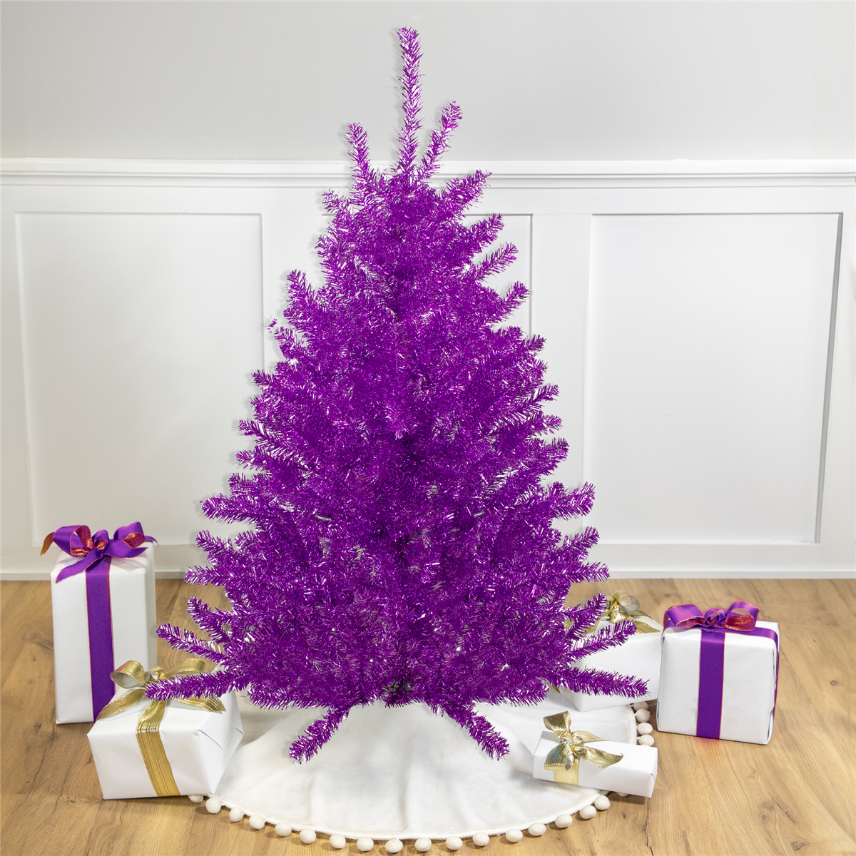Northlight 4.5ft. Metallic Purple Tinsel Christmas Tree