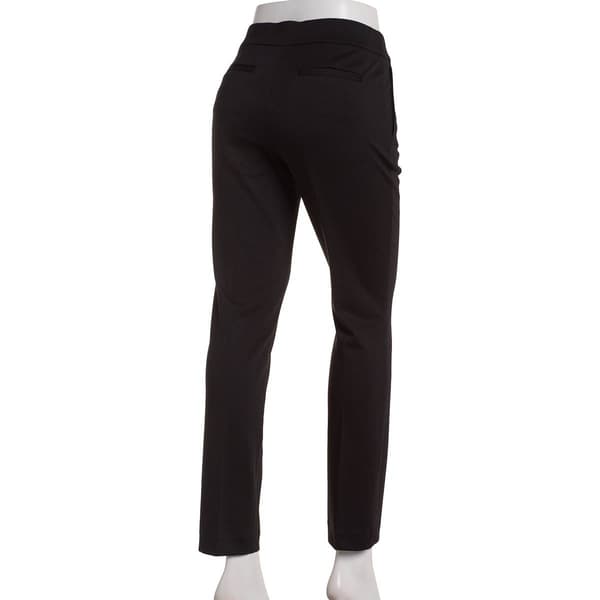 Womens Anne Klein Pull On One Button Solid Faux Fly Pants