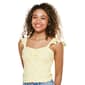 Juniors Pink Rose Ruffle Sleeve Flower Lace Top With Front Ruch - image 1