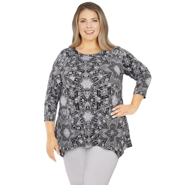 Plus Size Ruby Rd. Must Haves II Tie Dye Kaleidoscope Top - image 