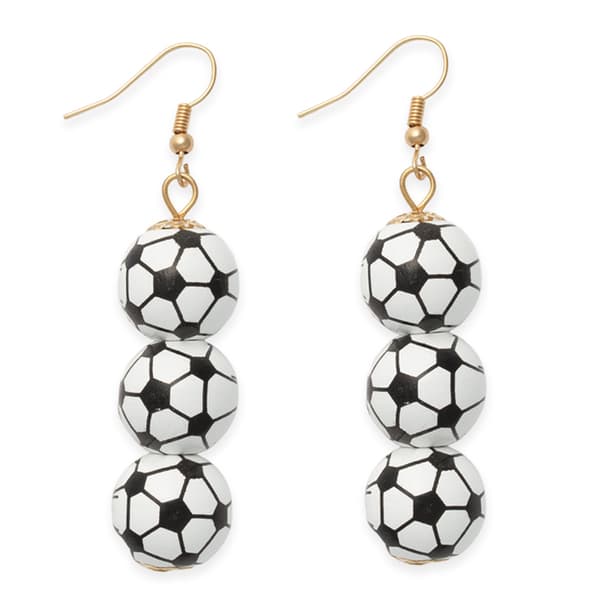Gold-Tone Triple Soccer Ball Drop Earrings