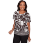 Petite Alfred Dunner Detail Driven Tropical Leaf Blouse - image 3