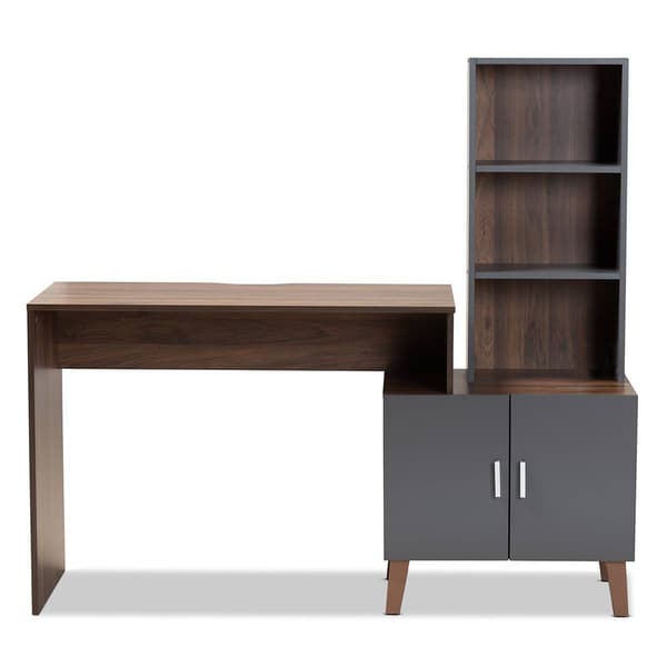 Baxton Studio Jaeger Two-Tone Wood Storage Desk w/ Shelves