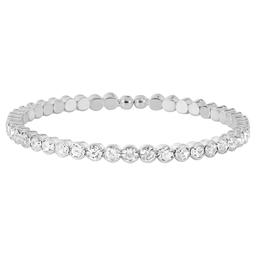 Athra Silver Plated Single Honeycomb Clear Crystal Coil Bracelet