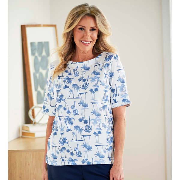 Plus Size Hasting & Smith Elbow Sleeve Tropical Tee - image 