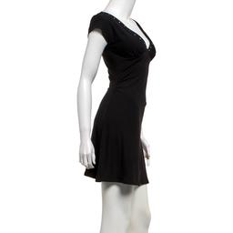 Juniors Derek Heart Solid Yum Stud Trim V-Neck Skater Dress