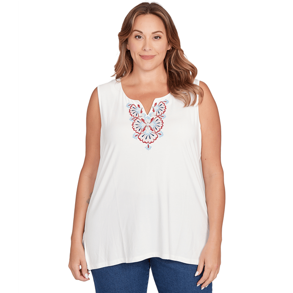 Women''s Ruby Rd. Indigo Go Embellished Solid Knit Tank Top - image 