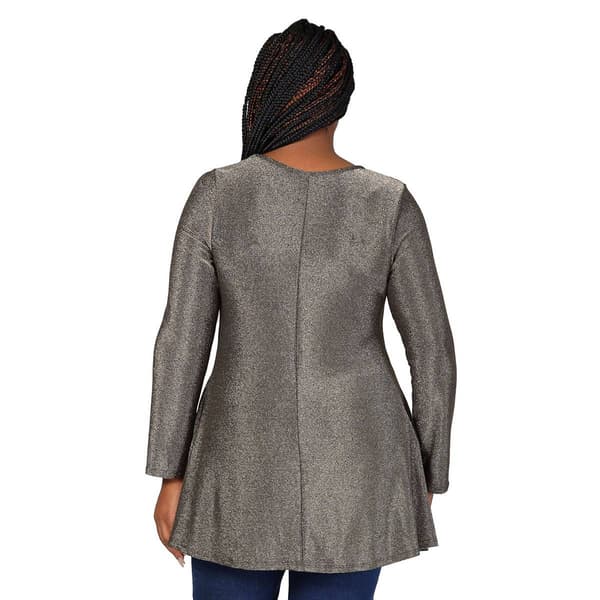 Plus Size 24/7 Comfort Apparel Long Sleeve Shimmery Tunic Top
