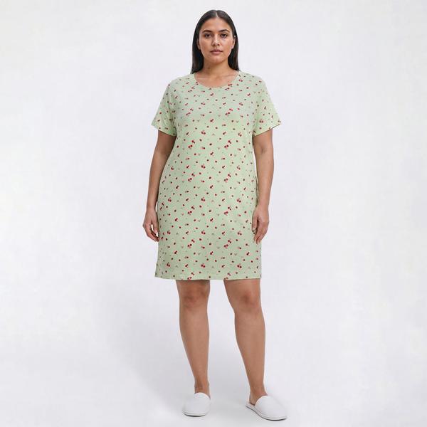 Plus Size Jaclyn Short Sleeve Ditsy Scoop Neck Nightshirt