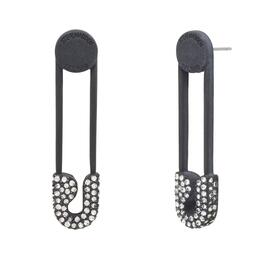 Steve Madden Minimal Pave Safety Pin Drop Earrings