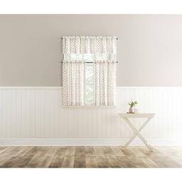 Ridgewood Print Textured Ground Rod Pocket Kitchen Curtains