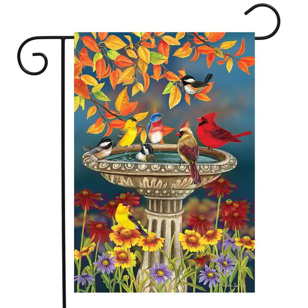 Briarwood Lane Fall Birdbath Floral Garden Flag - image 