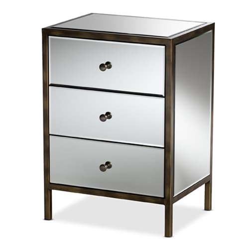 Baxton Studio Nouria 3 Drawer Nightstand Bedside Table