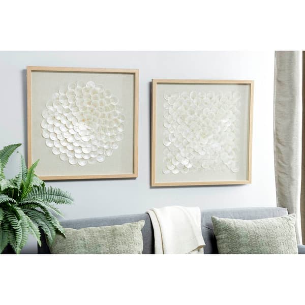 9th & Pike&#174; Set of 2 Shell Shadow Boxes Coastal Wall Art